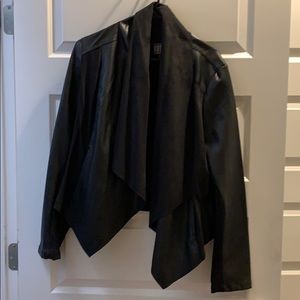 Faux leather drape jacket